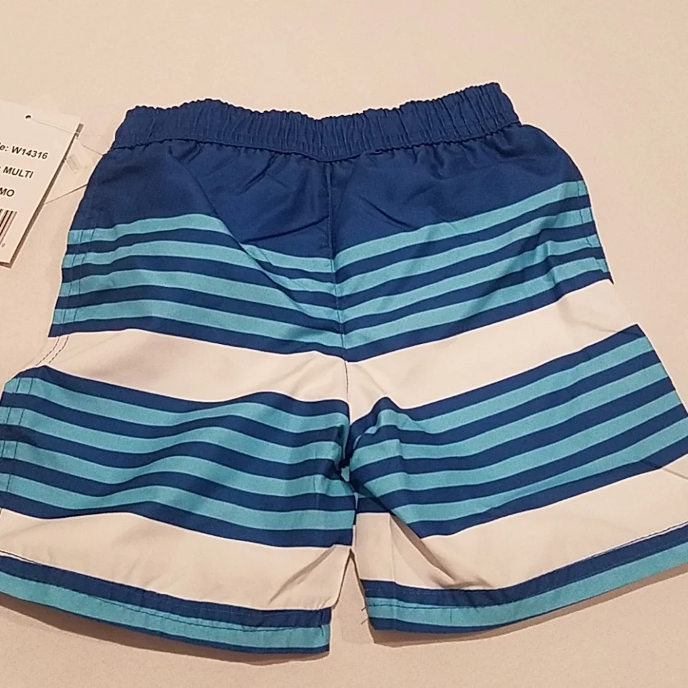 Swim Trunks Toddler Boy's Size 18 months Blue White Stripe Freestyle Bottoms